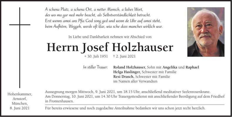 Traueranzeige Josef Holzhauser