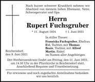 Traueranzeige Rupert Fuchsgruber