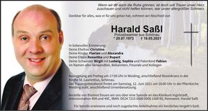 Traueranzeige Harald Saßl