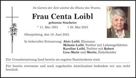 Traueranzeige Centa Loibl