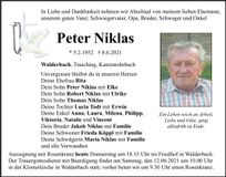 Traueranzeige Peter Niklas