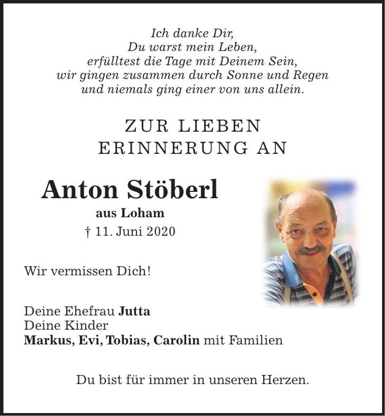 Traueranzeige Anton Stöberl