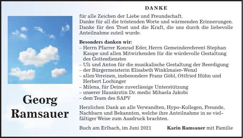 Traueranzeige Georg Ramsauer
