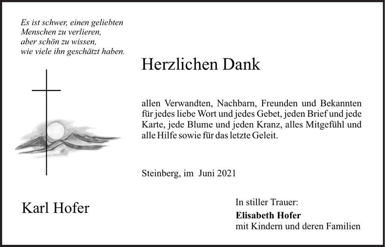 Traueranzeige Karl Hofer