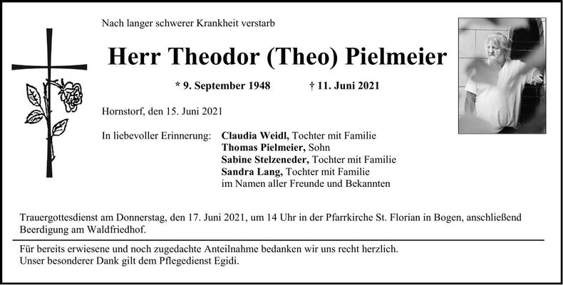 Traueranzeige Theodor Pielmeier