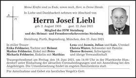 Traueranzeige Josef Liebl