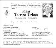 Traueranzeige Therese Urban