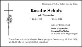 Traueranzeige Rosalie Scholz