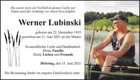 Traueranzeige Werner Lubinski
