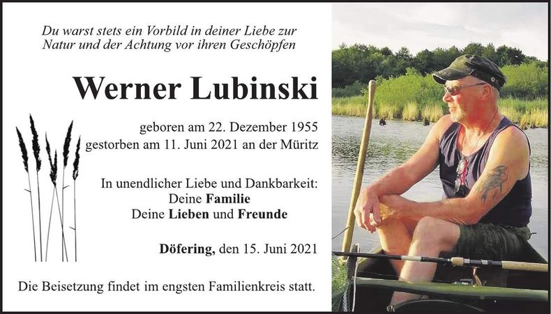 Traueranzeige Werner Lubinski