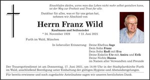 Traueranzeige Franz Wild