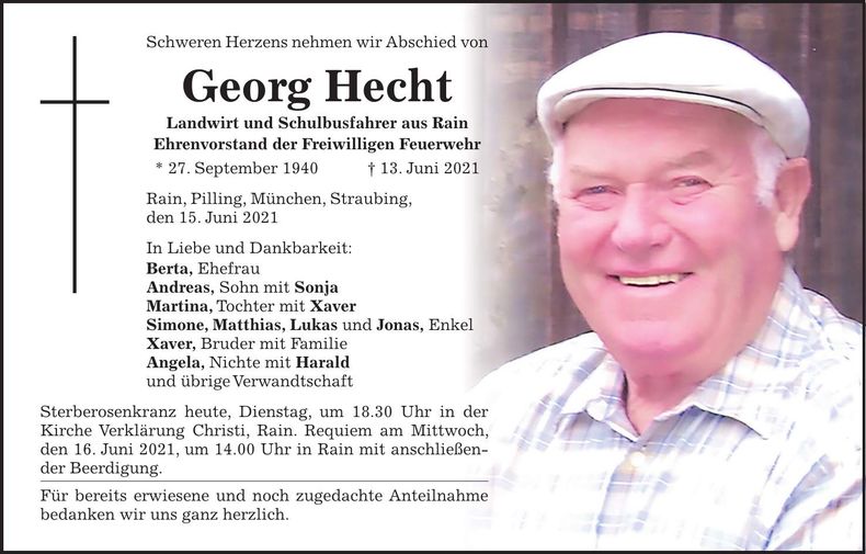 Traueranzeige Georg Hecht