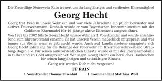 Traueranzeige Georg Hecht