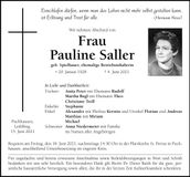 Traueranzeige Pauline Saller