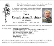 Traueranzeige Ursula Anna Richter