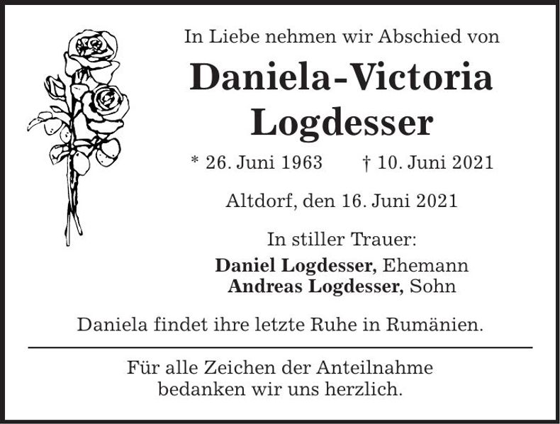 Traueranzeige Daniela-Victoria Logdesser