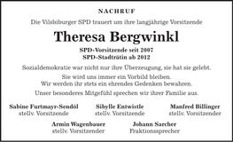 Traueranzeige Theresa Bergwinkl