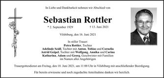 Traueranzeige Sebastian Rottler
