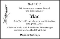 Traueranzeige Steven Mc Donald