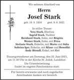 Traueranzeige Josef Stark