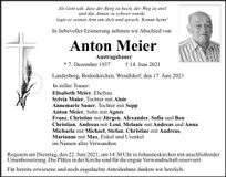 Traueranzeige Anton Meier