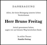 Traueranzeige Bruno Freitag
