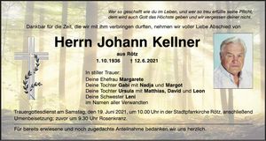 Traueranzeige Johann Kellner