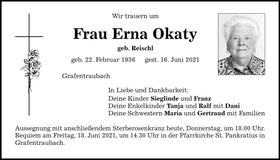 Traueranzeige Erna Okaty