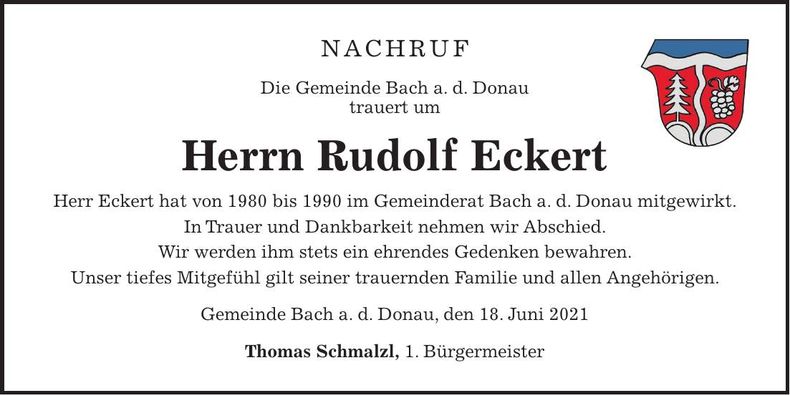Traueranzeige Rudolf Eckert