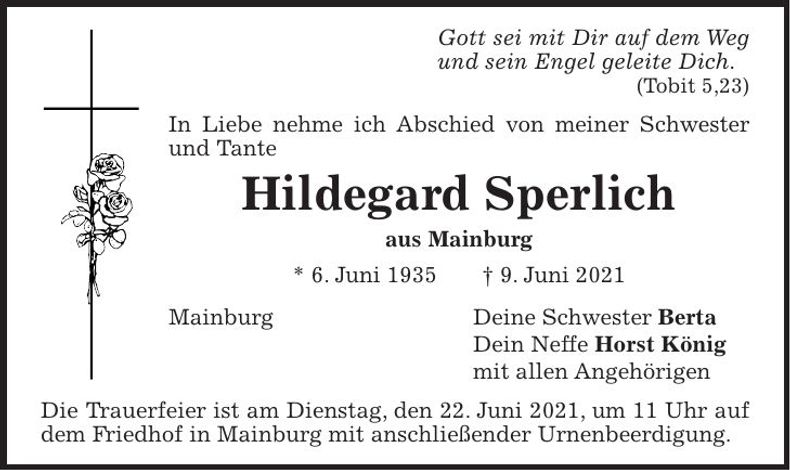 Traueranzeige Hildegard Sperlich