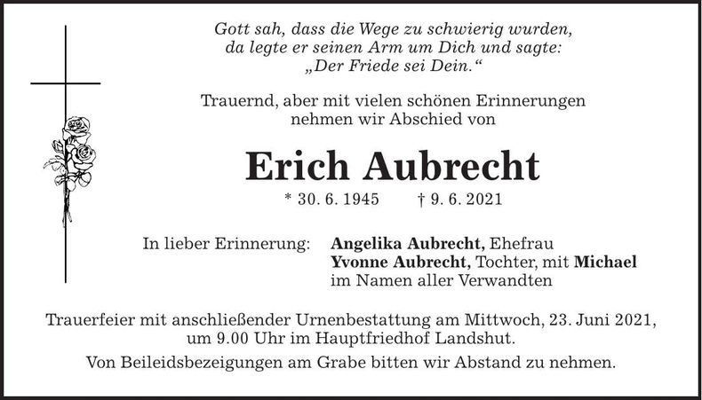 Traueranzeige Erich Aubrecht