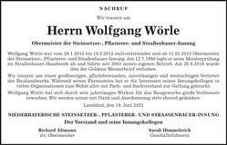 Traueranzeige Wolfgang Wörle