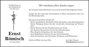 Traueranzeige Ernst Römisch