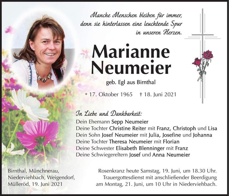 Traueranzeige Marianne Neumeier