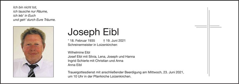 Traueranzeige Joseph Eibl