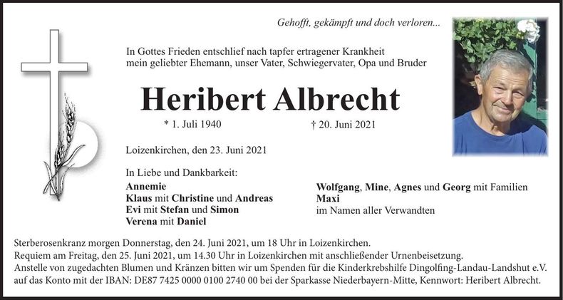 Traueranzeige Heribert Albrecht