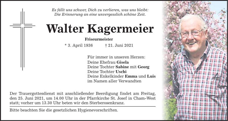 Traueranzeige Walter Kagermeier