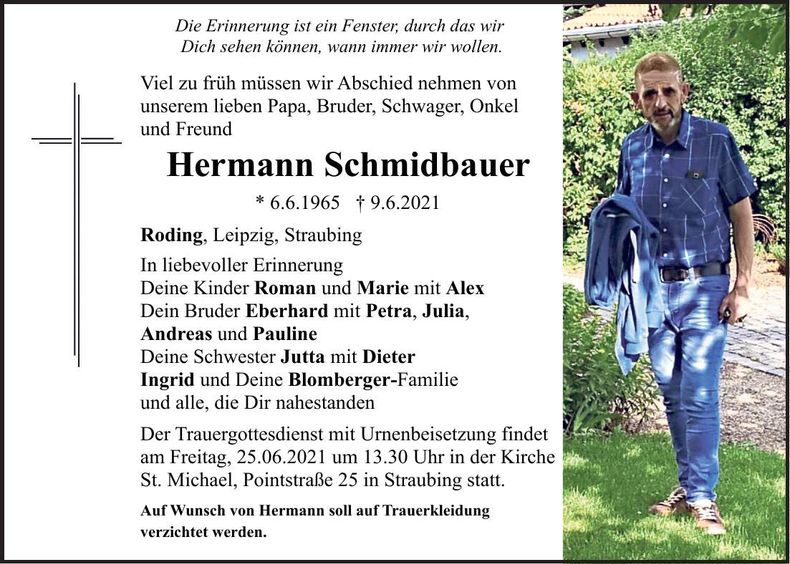 Traueranzeige Hermann Schmidbauer