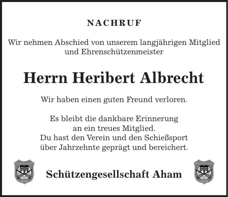 Traueranzeige Heribert Albrecht