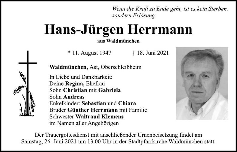 Traueranzeige Hans-Jürgen Herrmann