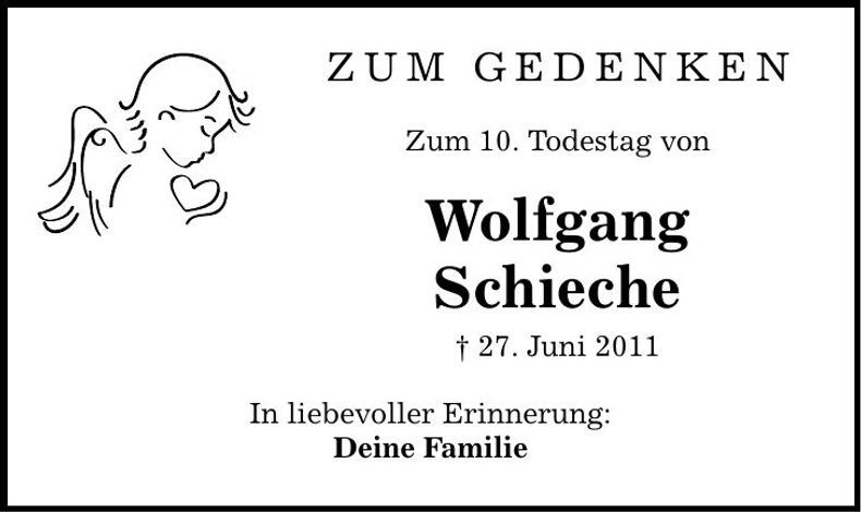 Traueranzeige Wolfgang Schieche