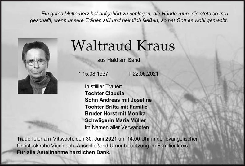 Traueranzeige Waltraud Kraus