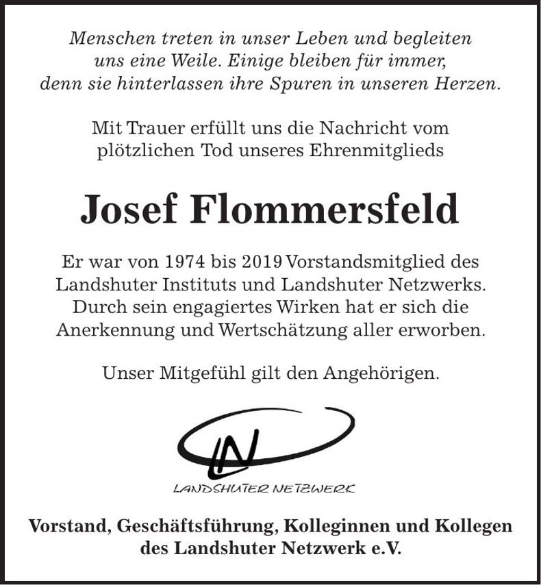 Traueranzeige Josef Flommersfeld