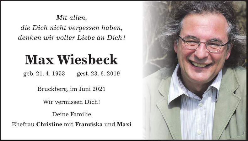 Traueranzeige Max Wiesbeck