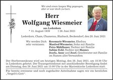 Traueranzeige Wolfgang Wiesmeier