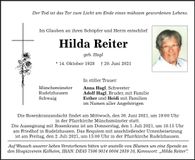 Traueranzeige Hilda Reiter