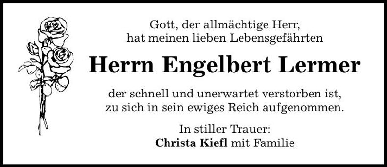 Traueranzeige Engelbert Lermer