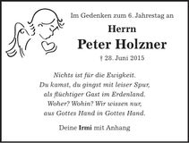 Traueranzeige Peter Holzner