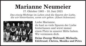 Traueranzeige Marianne Neumeier