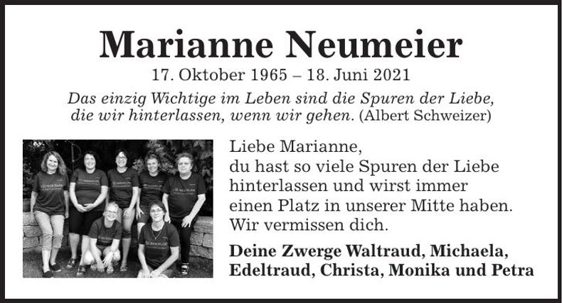 Traueranzeige Marianne Neumeier